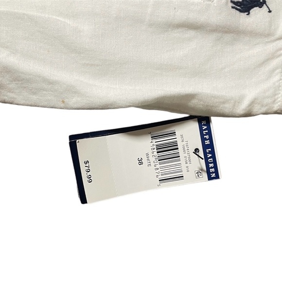 Men's Polo Ralph Lauren White Classic Fit Shorts Size: 38 NWT Linen/Cotton - Picture 3 of 3